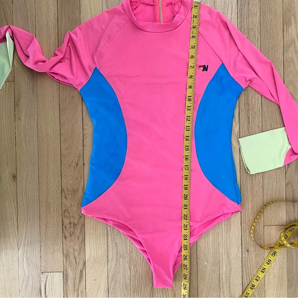 Aviator Nation Pink Blue Color Block Surf Suit Rash Guard Swimsuit Swim Size XL - Picture 14 of 14